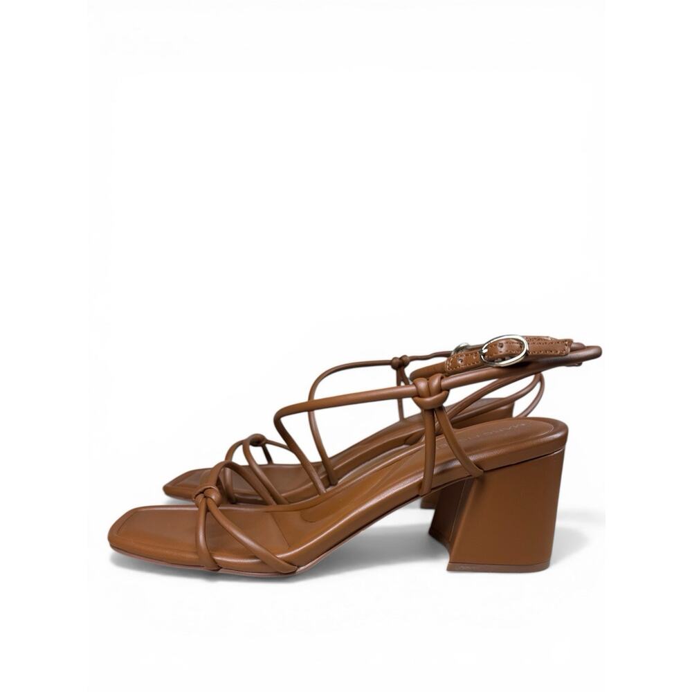 Size 8.5M Marc Fisher Gurion Brown Strappy Block Heel Sandals Square Toe
